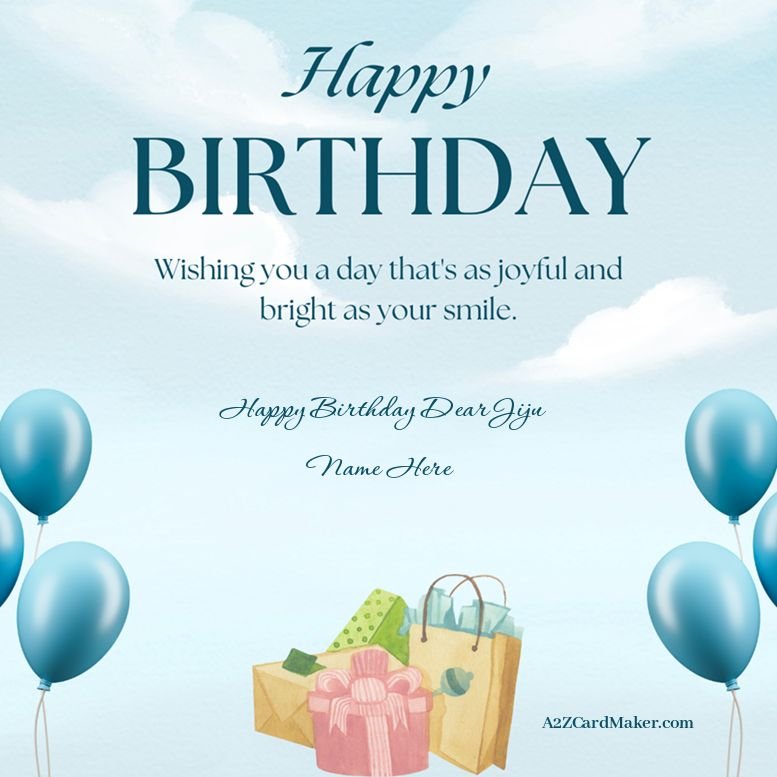 Custom Happy Birthday Image with Blue Balloon & Jiju Name