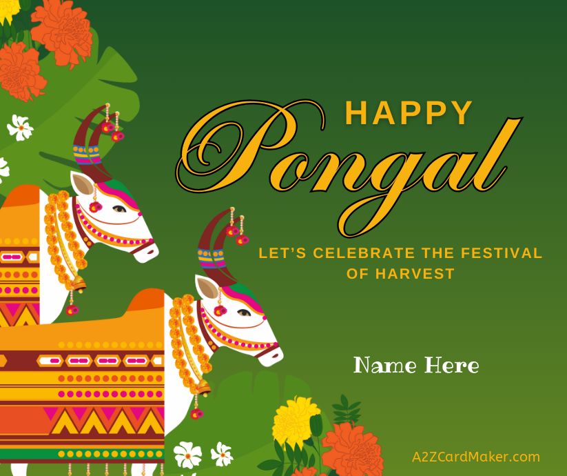 Green and Yellow Festive Happy Pongal Images