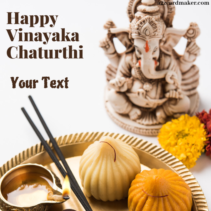 Vinayak Chaturthi Image with beautiful Pooja Thali and laddu