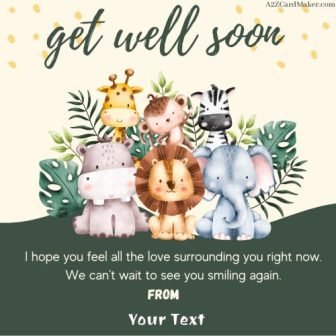 Animal Get Well Soon Greeting Card For Kids