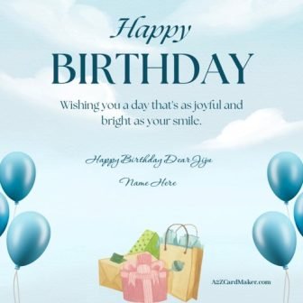 Custom Happy Birthday Image with Blue Balloon & Jiju Name