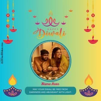 Hanging Diya Diwali Photo Card Frame