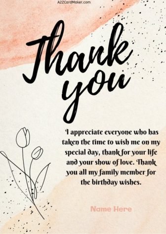 Heartwarming Thanks to My Family: Personalized Cards with Names And Photo - Free Online Greeting Card Maker