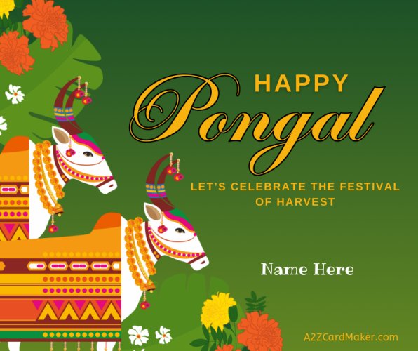 Green and Yellow Festive Happy Pongal Images