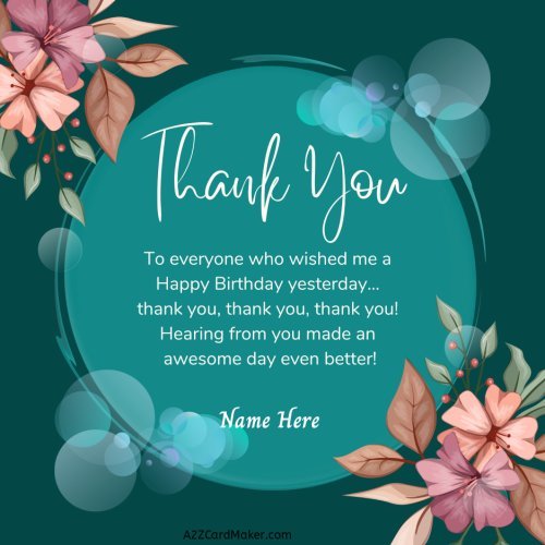 Thank You Everyone Drawing Flower Image Card with Quotes and Name